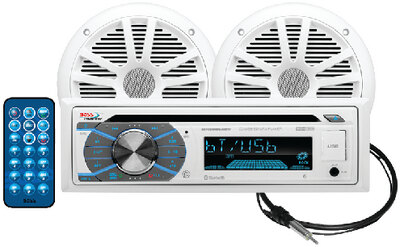 CD/USB/SD, MP3, WMA, FM/AM PLAYER/BLUETOOTH W/1 PR. 6.5" SPEAKERS (BOSS AUDIO) White